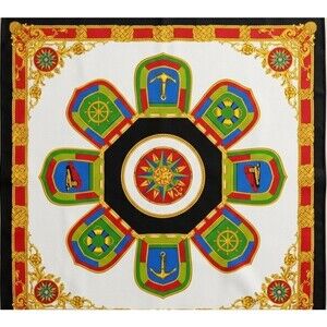 Vintage ECHO 100% Silk Scarf Nautical Compass & Crest Theme Bag Accessory
